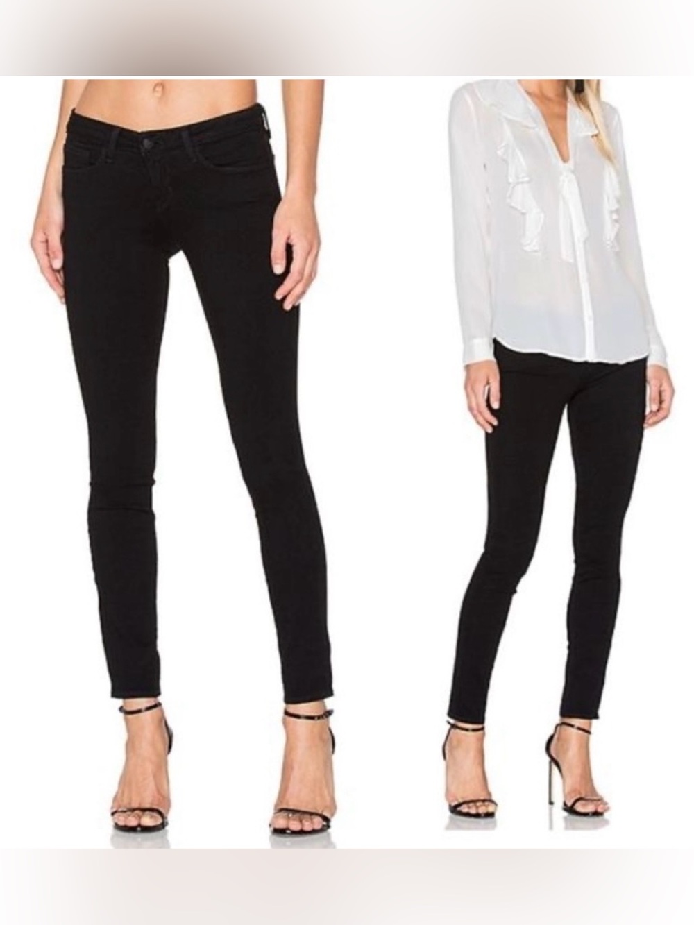 L’ AGENCE “Chantal” Black Low Rise Stretchy Skinny Jeans in Noir Black Denim 28